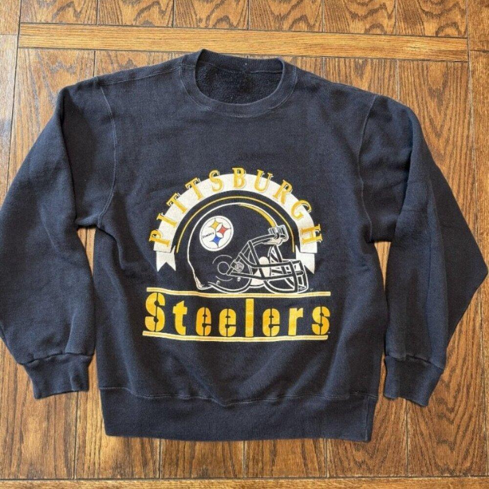 Pittsburgh Steelers Crewneck Sweatshirt Made In Usa Black Retro K246666
